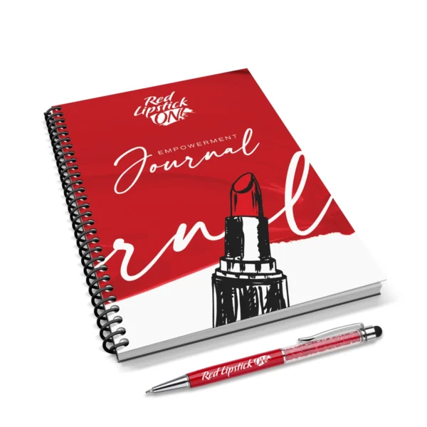 Red Lipstick ON! Empowerment Journal and Pen Set for Women