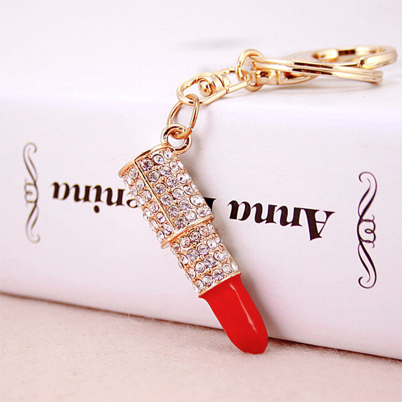 Red Lipstick ON! Crystal Lipstick Keychain