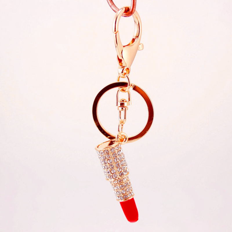 Red Lipstick ON! Crystal Lipstick Keychain