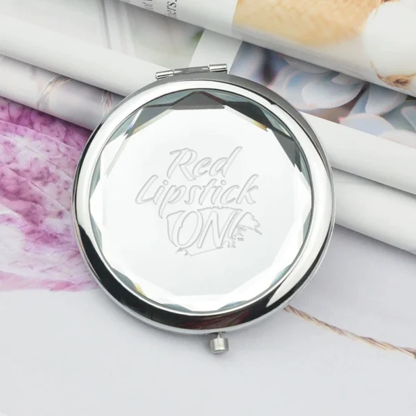 Red Lipstick ON! Crystal Compact Mirror