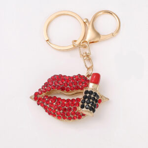 Red Lipstick ON! Crystal Lips Keychain